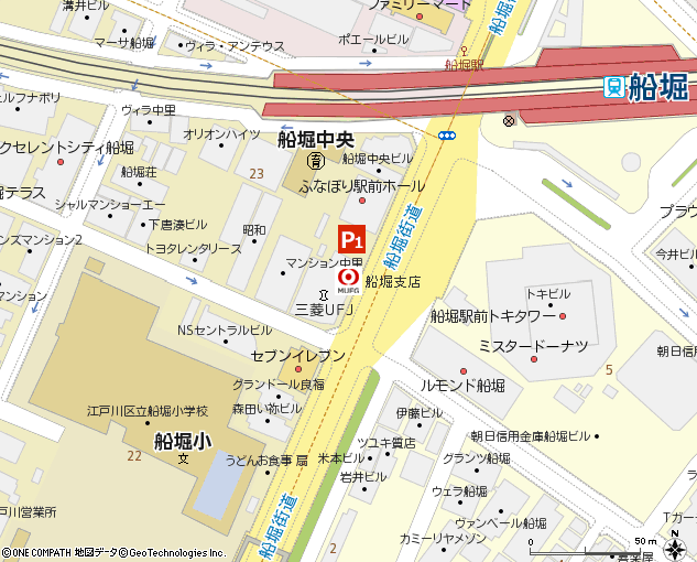 船堀支店付近の地図